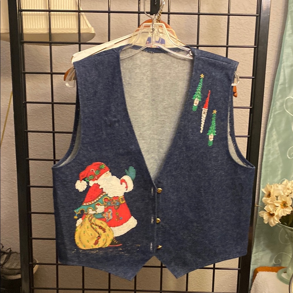 Vintage handmade, Festive Blue Santa Vest